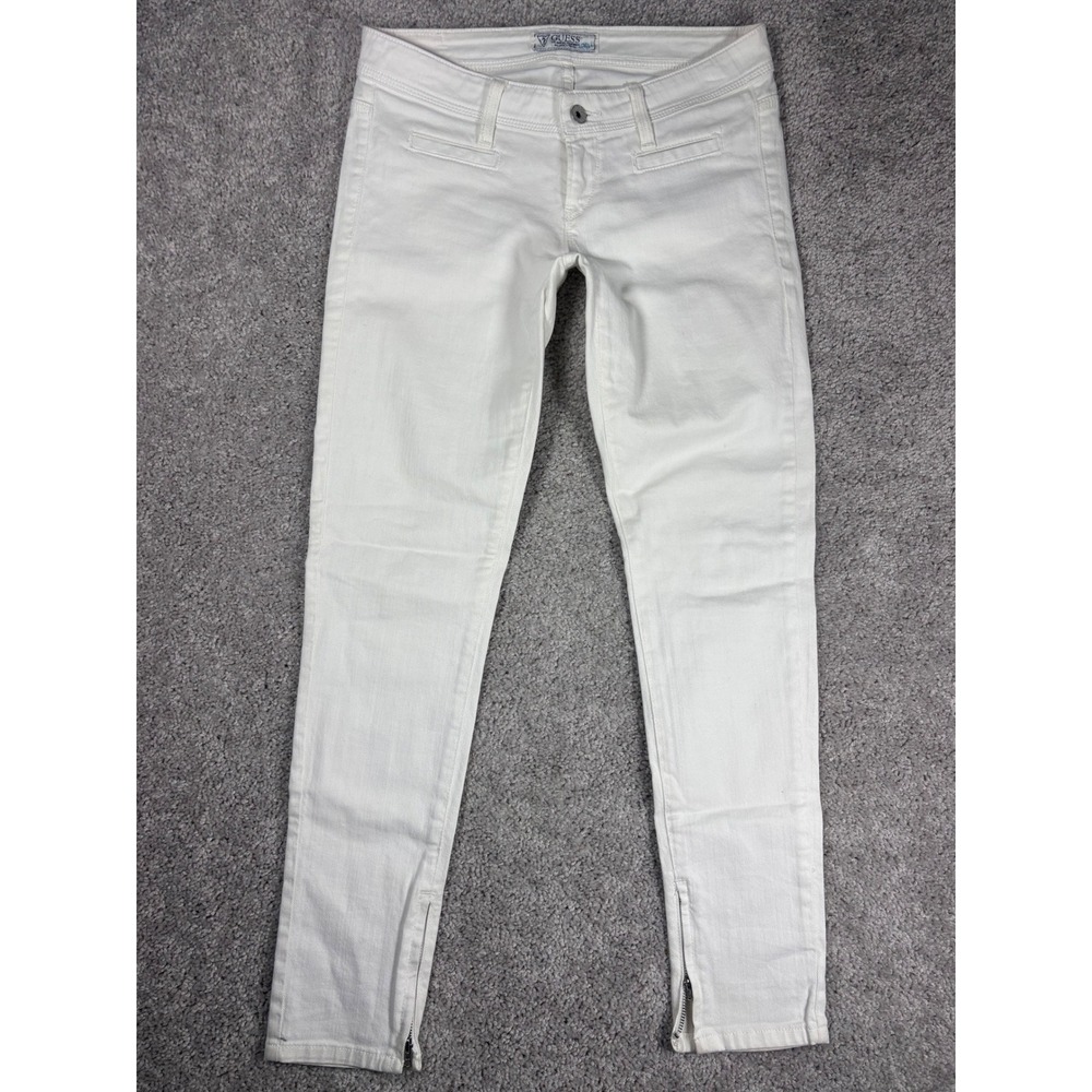 Guess White Skinny Jeans Zip Ankle Womens Size 29 Waist‎ 29 Inseam